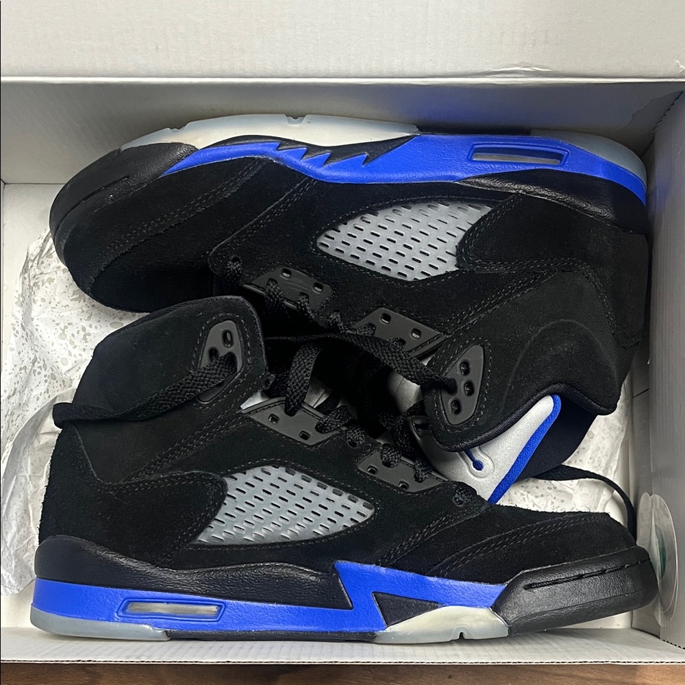 Jordan Retro Black and Blue Sneakers